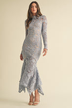 Load image into Gallery viewer, FINAL SALE Blue Lace Mermaid Midi Dress
