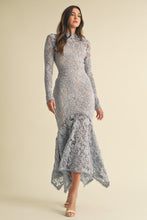 Load image into Gallery viewer, FINAL SALE Blue Lace Mermaid Midi Dress
