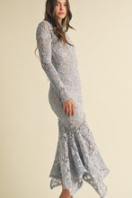 Load image into Gallery viewer, FINAL SALE Blue Lace Mermaid Midi Dress

