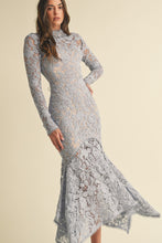 Load image into Gallery viewer, FINAL SALE Blue Lace Mermaid Midi Dress

