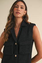 Load image into Gallery viewer, Black Tweed Sleeveless Dress
