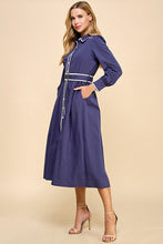 Load image into Gallery viewer, Navy Button Down Midi Dress
