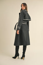 Load image into Gallery viewer, FINAL SALE Black Tweed Trim Trench Coat
