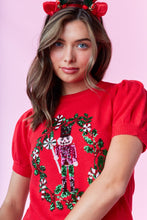 Load image into Gallery viewer, NEWEST ARRIVAL Red Nutcracker Sequin Embellished Short Sleeve Sweater
