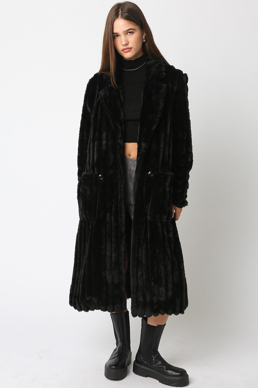 NEWEST ARRIVAL RESTOCKED Black Faux Fur Longline Coat