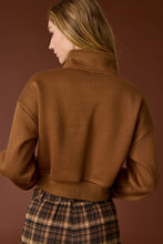 Load image into Gallery viewer, FINAL SALE Brown Crop Henley Pullover
