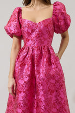 Load image into Gallery viewer, FINAL SALE Fuchsia Pink Jacquard Midi Dress
