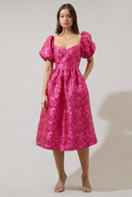 Load image into Gallery viewer, FINAL SALE Fuchsia Pink Jacquard Midi Dress

