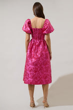 Load image into Gallery viewer, FINAL SALE Fuchsia Pink Jacquard Midi Dress
