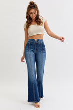 Load image into Gallery viewer, NEWEST ARRIVAL Dark Denim Double Waistband Flare Jeans
