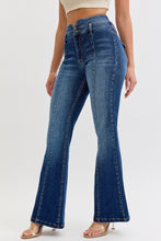 Load image into Gallery viewer, NEWEST ARRIVAL Dark Denim Double Waistband Flare Jeans
