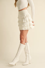 Load image into Gallery viewer, Cream Ruffle Knit Tiered Mini Skirt

