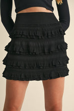 Load image into Gallery viewer, Black Ruffle Knit Tiered Mini Skirt
