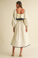 Load image into Gallery viewer, LAST ONE Cream/Navy Bow Midi Dress
