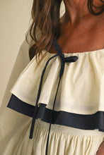 Load image into Gallery viewer, LAST ONE Cream/Navy Bow Midi Dress
