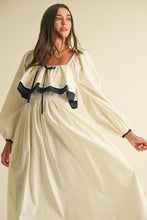 Load image into Gallery viewer, LAST ONE Cream/Navy Bow Midi Dress
