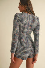 Load image into Gallery viewer, NEWEST ARRIVAL Navy Tweed Long Sleeve Romper
