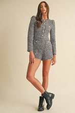 Load image into Gallery viewer, NEWEST ARRIVAL Navy Tweed Long Sleeve Romper
