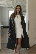 Load image into Gallery viewer, FINAL SALE Black Tweed Trim Trench Coat
