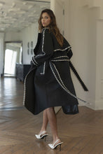 Load image into Gallery viewer, FINAL SALE Black Tweed Trim Trench Coat
