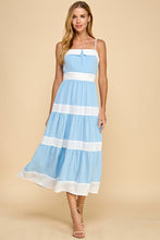 Load image into Gallery viewer, Blue/White Striped Bow Back Midi Dress

