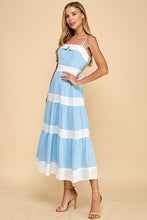 Load image into Gallery viewer, Blue/White Striped Bow Back Midi Dress
