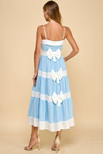 Load image into Gallery viewer, Blue/White Striped Bow Back Midi Dress
