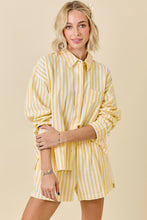 Load image into Gallery viewer, NEWEST ARRIVAL Yellow Striped Button Down Shorts Set
