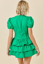 Load image into Gallery viewer, SPRING 2026 Green Poplin Tiered Romper Dress
