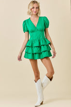 Load image into Gallery viewer, SPRING 2026 Green Poplin Tiered Romper Dress
