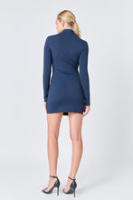 Load image into Gallery viewer, FINAL SALE Navy Blue Sleek Bodycon Long Sleeve Mini Dress
