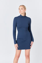Load image into Gallery viewer, FINAL SALE Navy Blue Sleek Bodycon Long Sleeve Mini Dress
