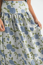 Load image into Gallery viewer, LAST ONE Blue Floral Jacquard Midi Skirt Set
