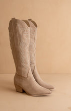 Load image into Gallery viewer, NEWEST ARRIVAL Light Taupe Embroidered Tall Western Boots

