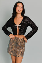 Load image into Gallery viewer, FINAL SALE Black Sequin Bow Front Blouse
