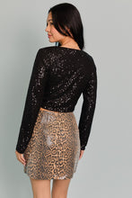 Load image into Gallery viewer, FINAL SALE Black Sequin Bow Front Blouse
