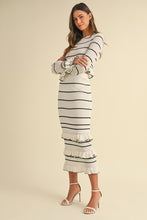 Load image into Gallery viewer, NEWEST ARRIVAL White/Black Striped Tiered Midi Skirt Set
