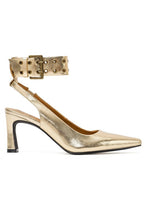 Load image into Gallery viewer, Gold Metallic Pumps with Ankle Strap
