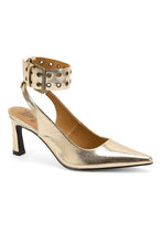 Load image into Gallery viewer, Gold Metallic Pumps with Ankle Strap
