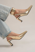 Load image into Gallery viewer, Gold Metallic Pumps with Ankle Strap
