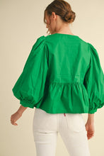 Load image into Gallery viewer, NEWEST ARRIVAL Green Front Tie Blouse
