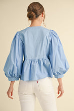 Load image into Gallery viewer, NEWEST ARRIVAL Blue Front Tie Blouse
