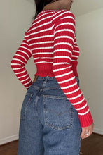 Load image into Gallery viewer, Red/White Striped Open Front Cardigan
