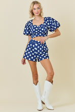 Load image into Gallery viewer, NEWEST ARRIVAL Navy Polka Dot Shorts Set
