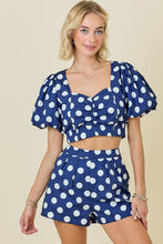 Load image into Gallery viewer, NEWEST ARRIVAL Navy Polka Dot Shorts Set
