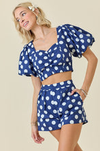 Load image into Gallery viewer, NEWEST ARRIVAL Navy Polka Dot Shorts Set
