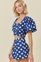 Load image into Gallery viewer, NEWEST ARRIVAL Navy Polka Dot Shorts Set
