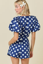 Load image into Gallery viewer, NEWEST ARRIVAL Navy Polka Dot Shorts Set
