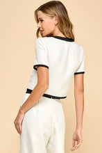 Load image into Gallery viewer, LAST ONE White Pearl Button Tweed Pants Set
