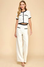 Load image into Gallery viewer, LAST ONE White Pearl Button Tweed Pants Set
